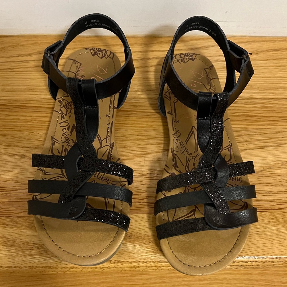 Black Strappy Kids Sandals